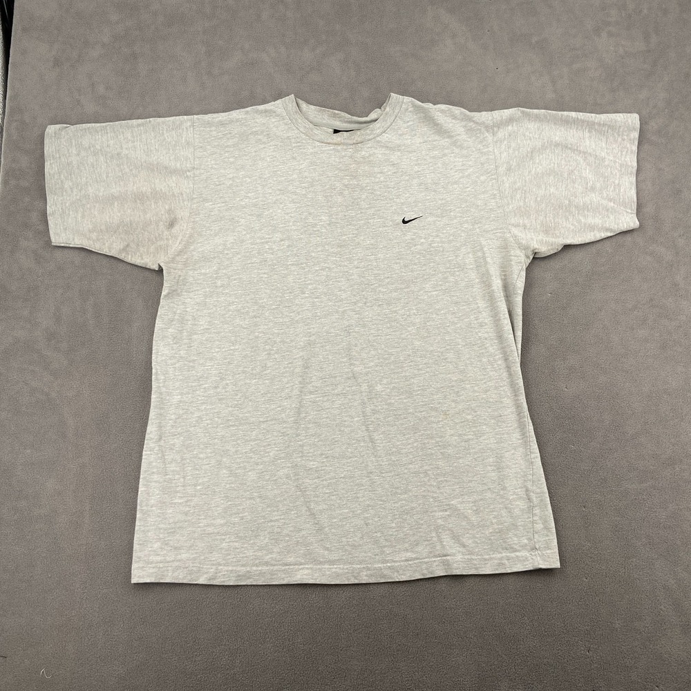Vintage Y2K Nike T Shirt Sz L Heather Gray Embroidered Swoosh Logo